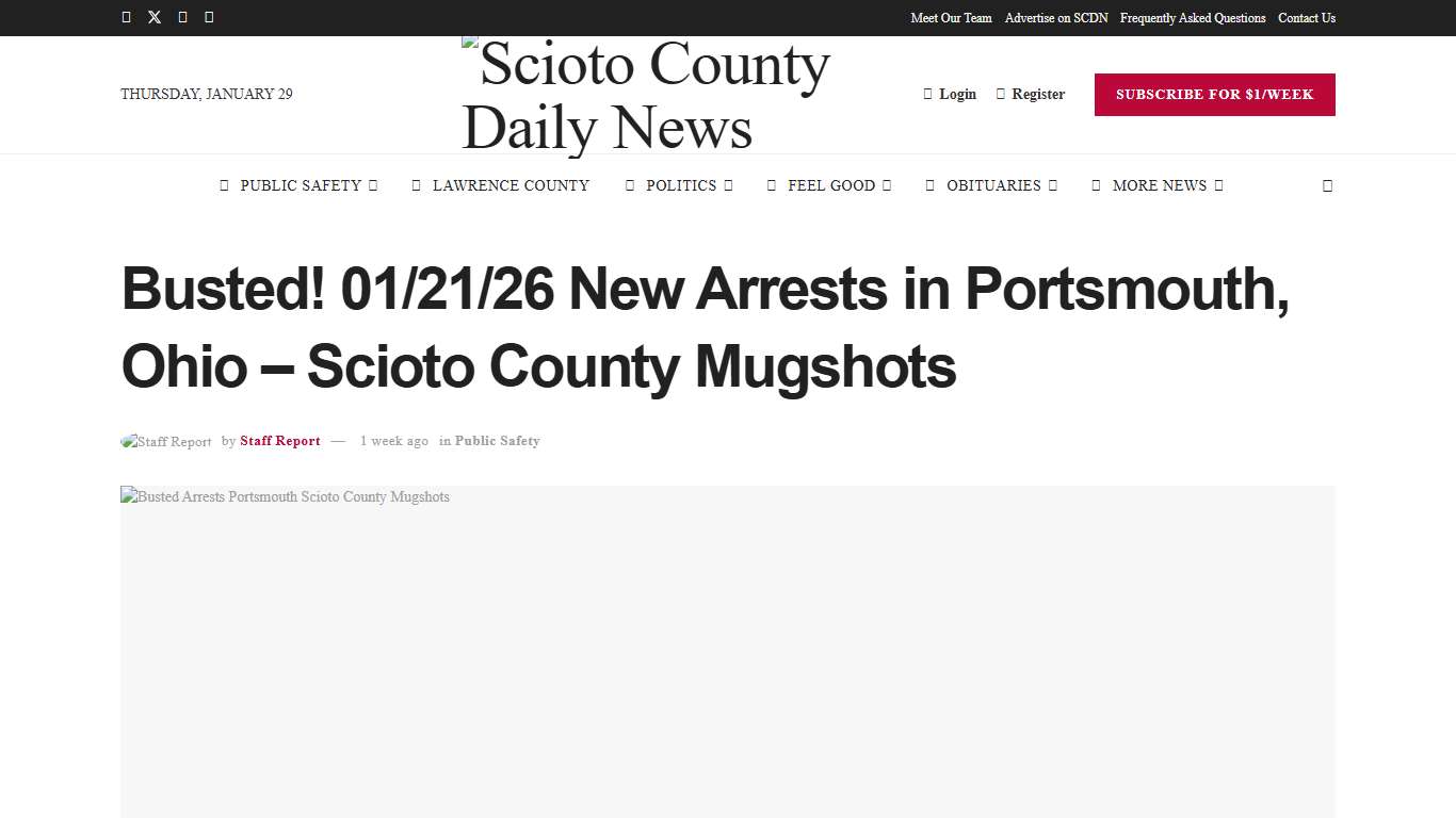 Busted! 01/21/26 New Arrests in Portsmouth, Ohio – Scioto County Mugshots – Scioto County Daily News
